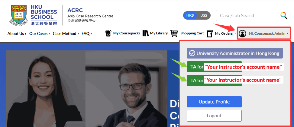 Profile portal to switch to TA views